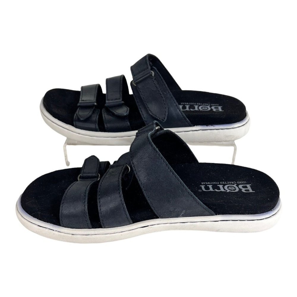 Womens Born Daintree Slide Sandals US 7 M Black Adjustable Straps Leather - Picture 3 of 8